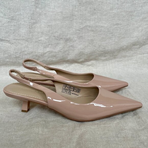 SOLD - Slingback Kitten Heels with Pointed Toe | Nude | Size 8 - Picture 6 of 8